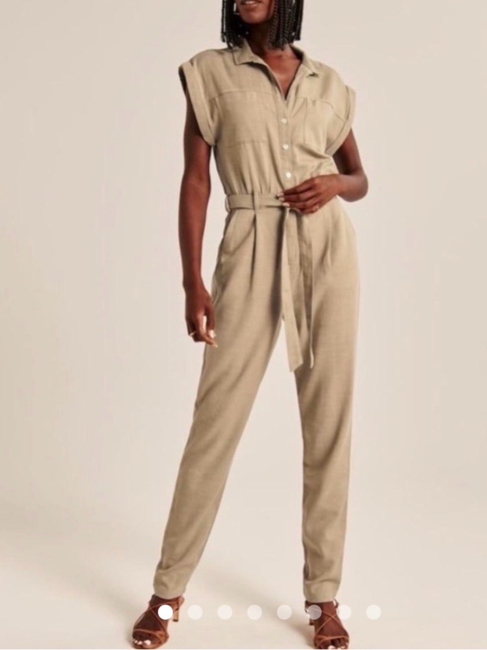 A & F utility tan jumpsuit